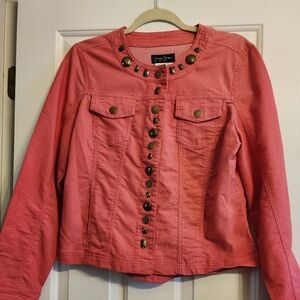 Coral  Jacket with Cropped Design and Fitted Silhouette